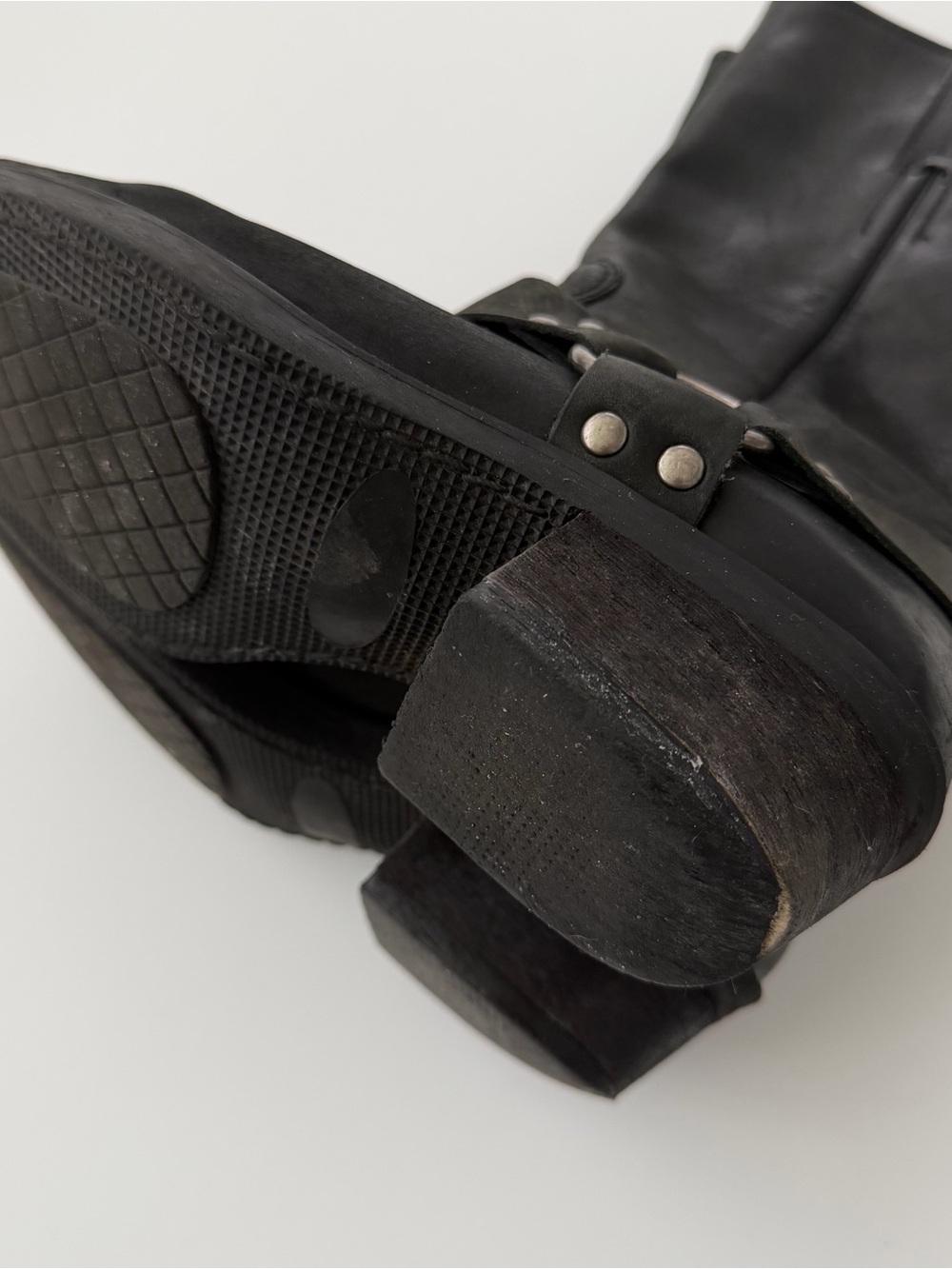 Vintage Black Leather Harness Moto Boots - Picture 5 of 6